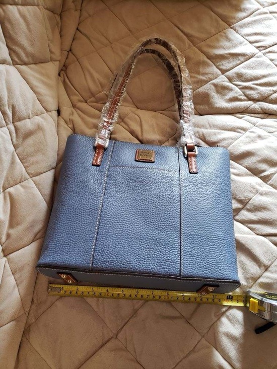 Dooney & Bourke Handbags - Dooney Blue Tote Bag with Brown Handles - Women's Handbag